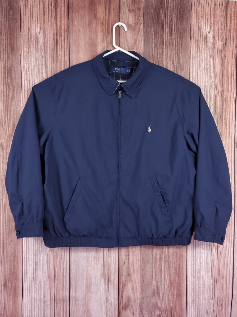 Polo Ralph Lauren Jacket Mens 2XB Big Navy Blue Windbreaker Harrington Swing Top